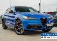 Alfa Romeo Stelvio Veloce Q4 AT 2.0 280 KM|Misano Blue|Szklany dach|Czarna skóra|2024