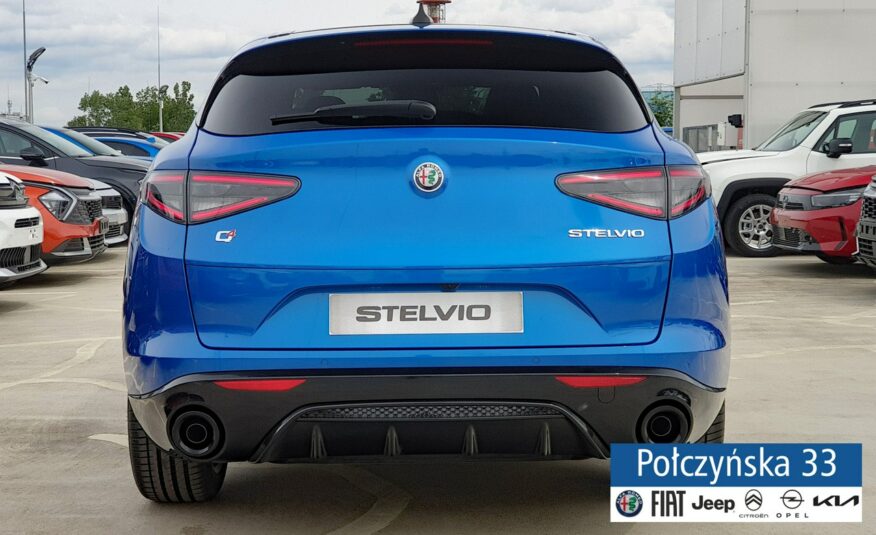 Alfa Romeo Stelvio Veloce Q4 AT 2.0 280 KM|Misano Blue|Szklany dach|Czarna skóra|2024