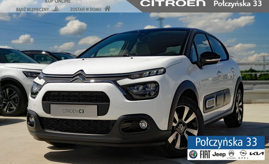 Citroen C3 1.2  83 MT5 wersja Max | Biały z czarnym dachem | Kamera cofania