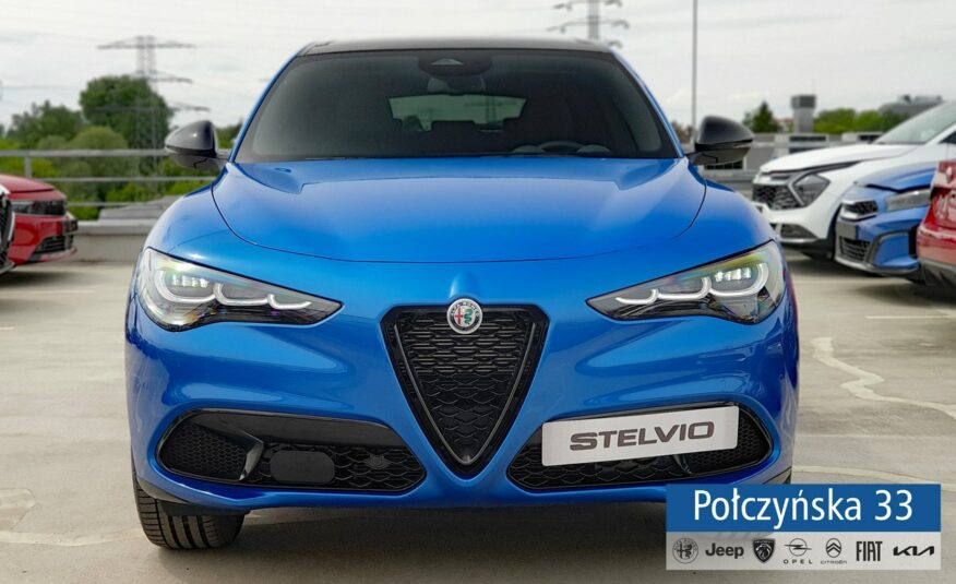 Alfa Romeo Stelvio Veloce Q4 AT 2.0 280 KM|Misano Blue|Szklany dach/ Pak Techno|2024